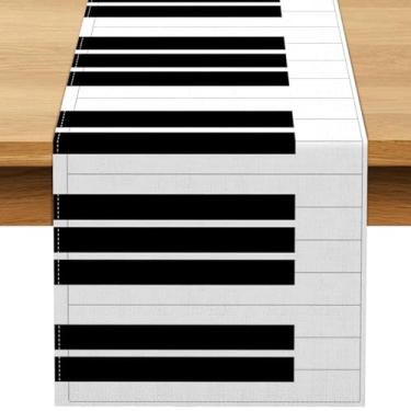 Imagem de Buxiuer Caminho De Mesa Piano Com Tema Musical, Decoração Para Festa, Entretenimento, Sala Jantar, Casa, Cozinha, Ilha, 13 X 72 Polegadas