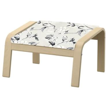 Imagem de Vepping Lude Substituição de capa de poltrona Pattened com forro acolchoado, serve para poltrona IKEA Poäng, 100% algodão, almofada não incluída (cinza lírio, apoio para pés tipo 2)