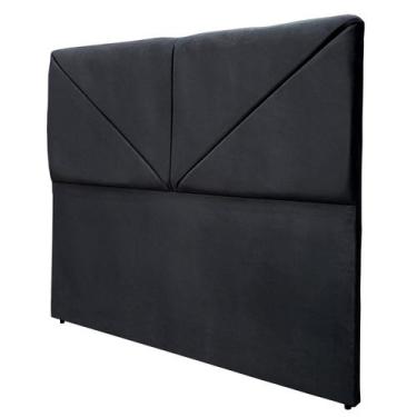 Imagem de Cabeceira Casal Cama Box Clean Lisa Siena Grafite Suede Com Pés 120 RB