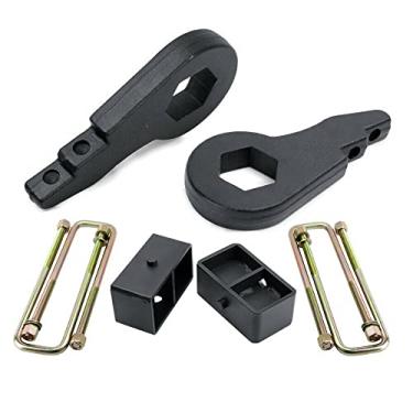 Imagem de AngyMeck Kit De Suspensão Dianteira E Traseira 3" Com Bloco Aço Chave Torção Parafusos Em U Compatíveis Chevy Gmc K1500 4Wd 1988-1999 Silverado Sierra 1500 (Clássico) 6-Lug 1999-2007