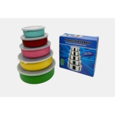 Imagem de Conjunto de Potes Inox Colorido 5 Peças C/ Tampa - B4B