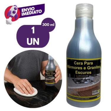 Imagem de Cera Mármore E Granito Preto E Escuro Com Carnaúba 300ml Proteção Bril