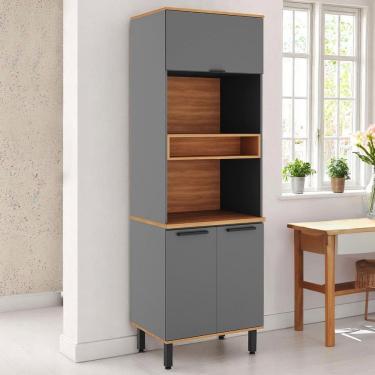 Imagem de Paneleiro Castanha 3 Portas Cinza/Freijó - Telasul