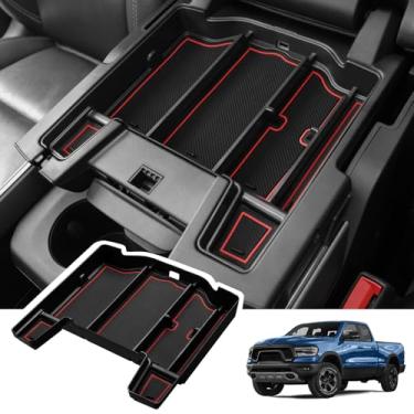 Imagem de Motrobe Bandeja organizadora de console central para Dodge RAM 1500 2500 3500 acessórios para caixa de armazenamento de braço 2026 2025 2024 2023 2022 2021 2020 2019
