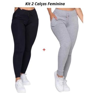 Imagem de Kit 2 Calça Moletom Feminina Flanelada Slim Confortavel - confecção fe