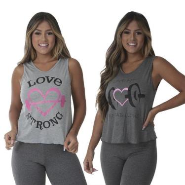 Imagem de Kit com 2 Blusas Regata Fitness - Click Mais Bonita, M