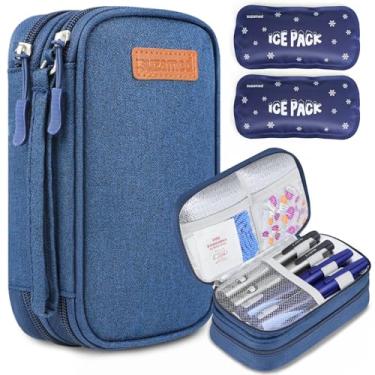 Imagem de suzamed Estojo De Viagem Para Refrigerador De Insulina, Kit De Viagem Com Duas Camadas Para Medicamentos Para Diabetes, Organizador Portátil De Medicamentos Com 2 Pacotes De Gelo De 150 G, Aprovado