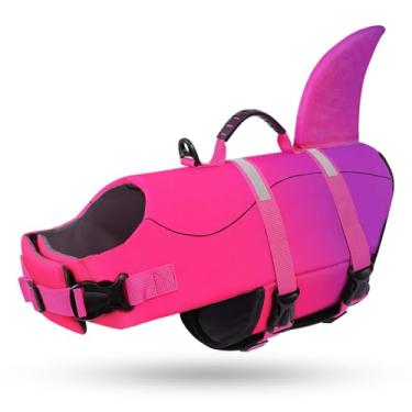 Imagem de Queenmore Colete salva-vidas para cães de alta flutuação, colete salva-vidas refletivo para natação, alça de salvamento ajustável para cães, primavera, verão, piscina para cães pequenos, médios e