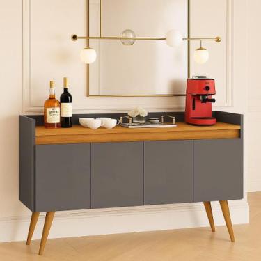 Imagem de Aparador Buffet Cantinho do Café Luxo Com 4 Portas Pés Palito Retrô - 