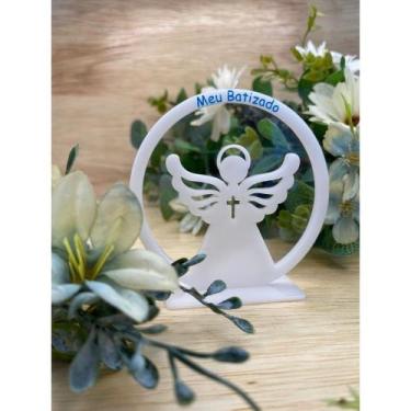 Imagem de Kit Lembrancinha Batizado Anjo em Acrílico kit 5 un - NoBrand, Branco