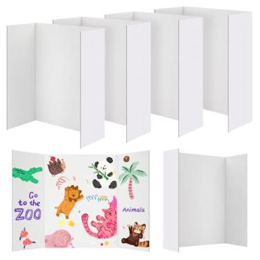 Imagem de JEFURE Pacote com 6 folhas de cartaz com três dobras, 61 cm × 40,6 cm, folhas de papelão branco para projetos escolares, feiras de ciências, eventos de negócios