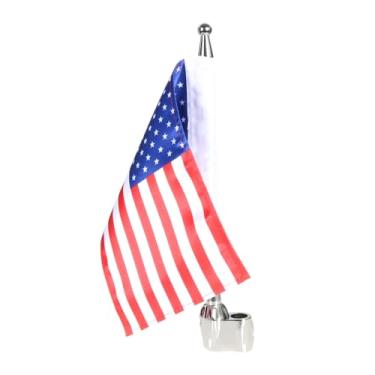 Imagem de Mastro de bandeira de motocicleta vertical americano EUA mastro para Honda Gold Wing GL1800 Touring Road King Street Road Glide FLHT Sportster XL883 1200 (prata)