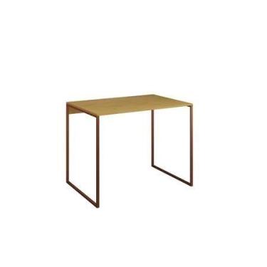 Imagem de Mesa Escrivaninha Grécia 80x46cm Tampo de Madeira Base Ferro Modelo In