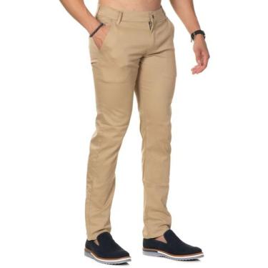 Imagem de Calça Sarja Bege Skinny Bolso Faca Com Elastano Premium - Memorize Jea