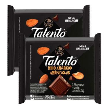 Imagem de Kit 2 Chocolate Garoto Talento Meio Amargo Amêndoas com 25g