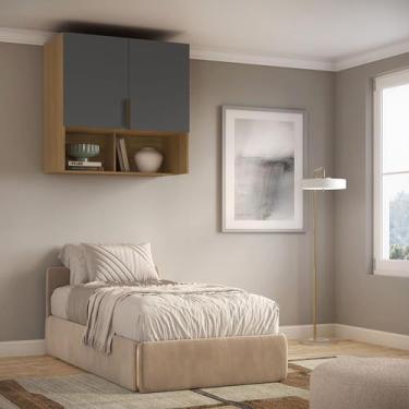 Imagem de Módulo Aéreo para Cama de Solteiro MDF Altezza Clean Belmax, Freijó/Ti