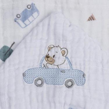 Imagem de Toalha com capuz Baby Joy Soft Estampada com Bordado - Carrinhos