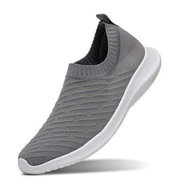 Imagem de Tênis de caminhada feminino Matrip, confortável, elástico, sem cadarço, leve, antiderrapante (tamanho: 34 – 42), Cinza, 8.5