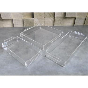 Imagem de Trio de bandejas organizadoras em acrílico transparente - Fábrica de U