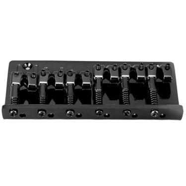 Imagem de RiToEasysports 6 String Bass Electric Bridge Bass Electric Bridge Substituição Substituição de Liga de Zinco Vintage Com 4 Barris de Barris Ajustáveis ​​para Bassos Vintage de Jazz (Preto)