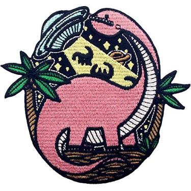 Imagem de ZEGINs Get in Dinosaur UFO Alien X File Patch bordado aplique ferro no emblema costurado