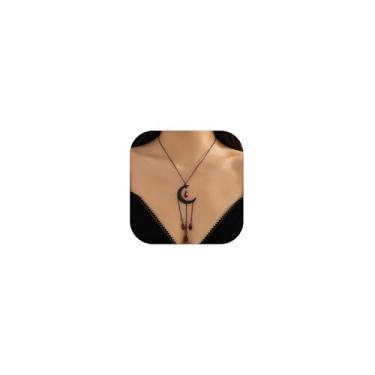 Imagem de Your Always Charm Colar de lua negra, colares Lariat, vintage, gota de sangue, acessórios góticos, presentes, Metal, Sem Pedra Preciosa