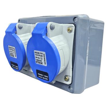 Imagem de Quadro Sobrepor C/ Tomada Industrial 2xN5049 IP-44 Cód. S304131 – Steck