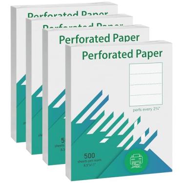 Imagem de LINGLONG Papel perfurado premium 21,6 x 28 cm, 4 partes, cartolina, branco, 9,5 kg, 4 resmas/caixa (2000 folhas) papel carta dos EUA para extratos, faturas (4 partes Perf branco (21,5 x 6,5 cm)