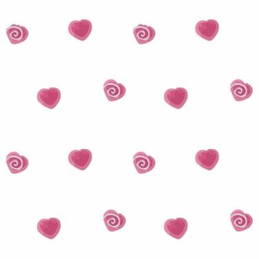 Imagem de Papel De Parede Adesivo Corações Fofo Espiral Branco 5m