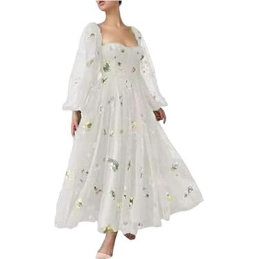 Imagem de Vestido De Noite Para Mulheres Sem Encosto Elástico Vestido Longo Vestido De Dama De Honra Renda Manga Longa Vestidos De Noiva, White, US 12(EU 42)