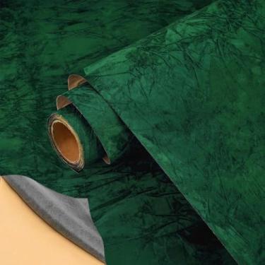 Imagem de Forro de papel autoadesivo de veludo para gaveta de joias, artesanato, tecido, descascar e colar, forro de veludo macio para gaveta DIY (17,7 x 78,20 cm verde