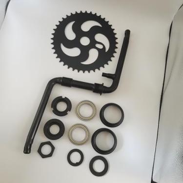 Imagem de ZZRSDAN Preto 152 mm, peça única, roda dentada 40T e atualização, novo kit de manivela de pedal de 5 cm de largura, para motor de 2 tempos, bicicleta motorizada a gás 48cc/66cc/80cc