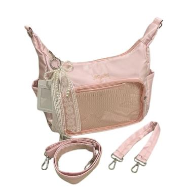 Imagem de BLUEGALA Kawaii Ita Bolsa carteiro transversal feminina bolsa de alfinete, linda bolsa de ombro japonesa Y2k, rosa, Large, Bolsa carteiro Ita