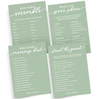 Imagem de Jogos de chá de bebê - para 30 convidados - 4 jogos - O que está no seu telefone, quem conhece melhor a mamãe, encontre a convidada, confusão de palavras - Decorações de chá de bebê neutra de gênero