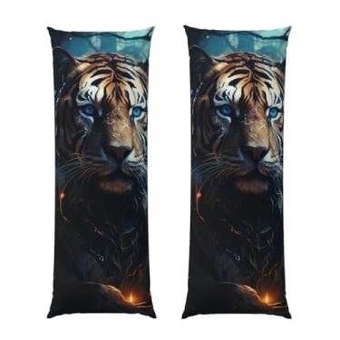 Imagem de Capa de travesseiro corporal com zíper oculto, fronha longa de microfibra macia e respirável para travesseiro corporal, capas de travesseiro de tigre para presente de dormir 50 x 137 cm