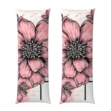 Imagem de Capa de travesseiro corporal com zíper oculto, fronha longa de microfibra macia e respirável para travesseiro corporal, capa de travesseiro de dália para presente de cama 50 x 137 cm