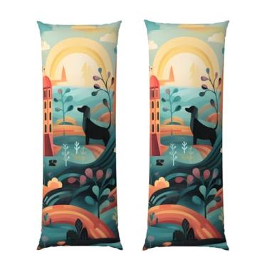 Imagem de Capa de travesseiro corporal com zíper oculto, fronha longa de microfibra macia e respirável para travesseiro corporal, capas de travesseiro com padrão de dachshund para dormir, presente de cama, capa