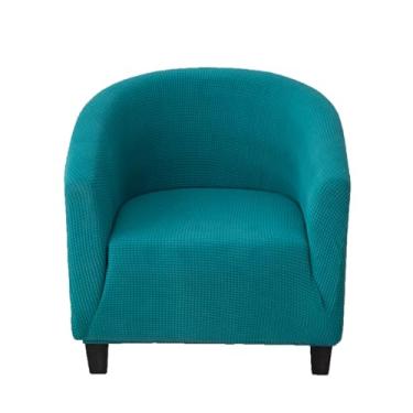 Imagem de CRFATOP Capa macia para cadeira de clube, capa elástica para cadeira de barril, jacquard, capas redondas para sofá, poltrona, elastano, protetor de móveis removível para sala de estar, azul escuro