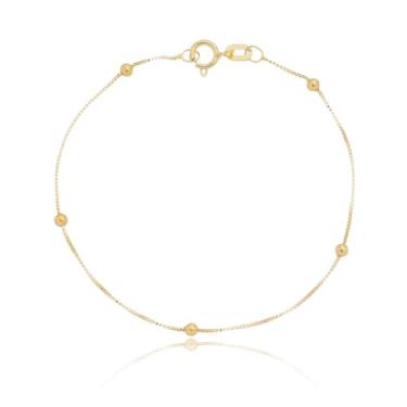 Imagem de Tornozeleira Feminina Bolinha 25cm Ouro 18k 750 Amarelo