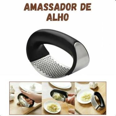 Imagem de Triturador Alho Manual Amassador De Alho Inox ideal para facilitar coz