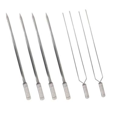 Imagem de 6x Espetos Inox Lâmina 40cm Espada e Duplo P/ Churrasqueira - INOX LAU