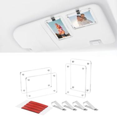 Imagem de 1797 4 peças porta-fotos viseira de carro clipe moldura magnética acrílico display horizontal vertical tamanho carteira Polaroid fotos 8,9 x 6 cm