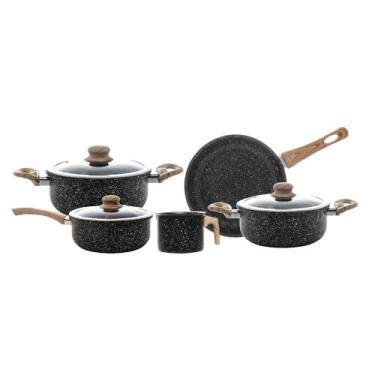 Imagem de WOLFF - Conjunto 5 Panelas de Indução Granilite Preto Alumínio com Revestimento Cerâmico