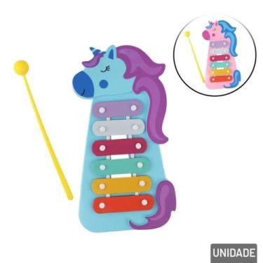 Imagem de Xilofone Musical Infantil 22cm Unicórnio Cores - Tudo em Caixa