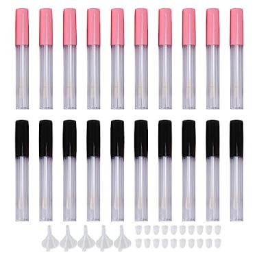 Imagem de 20pcs Clear mini tubos de brilho labial recarregável com garrafas de protetor labial vazio à prova de vazamento de vara para maquiagem labial DIY e viagens de plástico 7.1oz