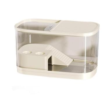 Imagem de Whtkoph Tanque de Tartaruga, Aquário de Tartaruga com Tampa, Acessórios, Habitat de Répteis, com Plataforma para Sapo, Anfíbios, Dragão Barbudo, Bege Médio