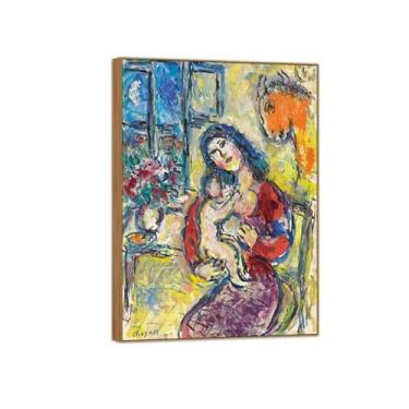 Imagem de Quadro de madeira - Pintura de parede famosa em tela - Imagens para decoração de casa - Mulher na frente da janela - Pôster e impressões 70 x 100 cm 27 x 39 pol