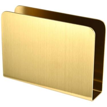 Imagem de Suporte de guardanapo para mesa antienrolamento quadrado de aço inoxidável dourado porta-guardanapos de coquetel com base estável fácil de limpar para coquetéis domésticos