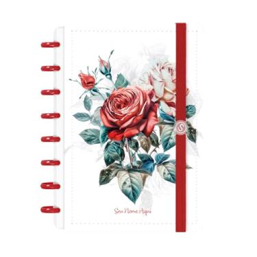 Imagem de Caderno de Disco Inteligente Personalizado Iscool P Floriografia Rosa Branco