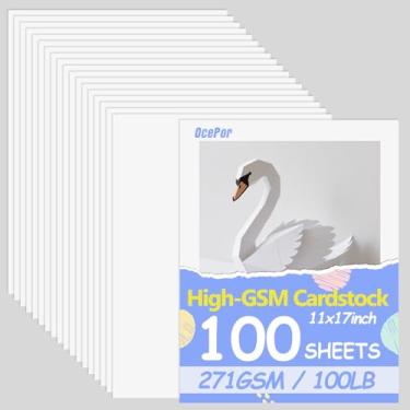 Imagem de 100 folhas cartolina branca 28 x 43 cm, cartolina 45 kg/271 g/m², papel grosso para certificado, papel de impressão pesado para currículo, impressora, álbuns, arte, artesanato, cartões de visita